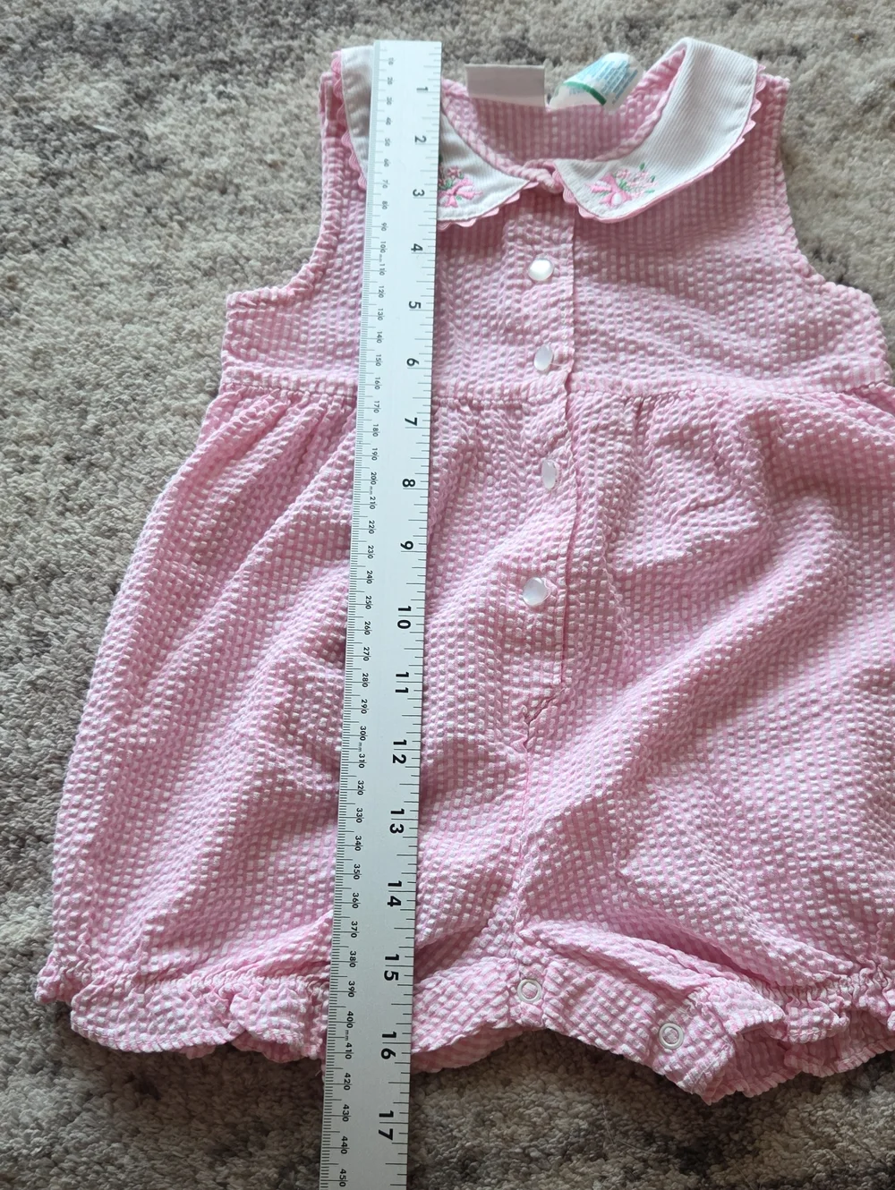 Vintage Carter's Pink Seersucker Bubble Romper Size 18 Mos